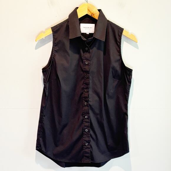 The Shirt by Rochelle Behrens Black Sleeveless Button Down Shirt - size Small - Picture 1 of 5